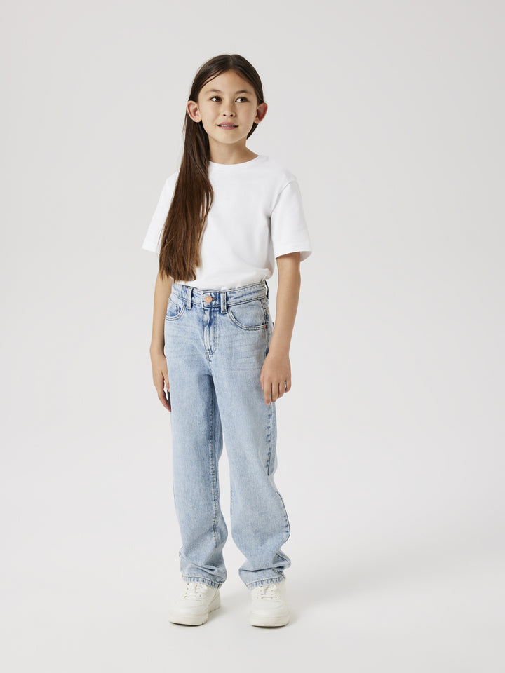 Kids spijkerbroek ROSE Light Blue Bleached Denim Straight Fit