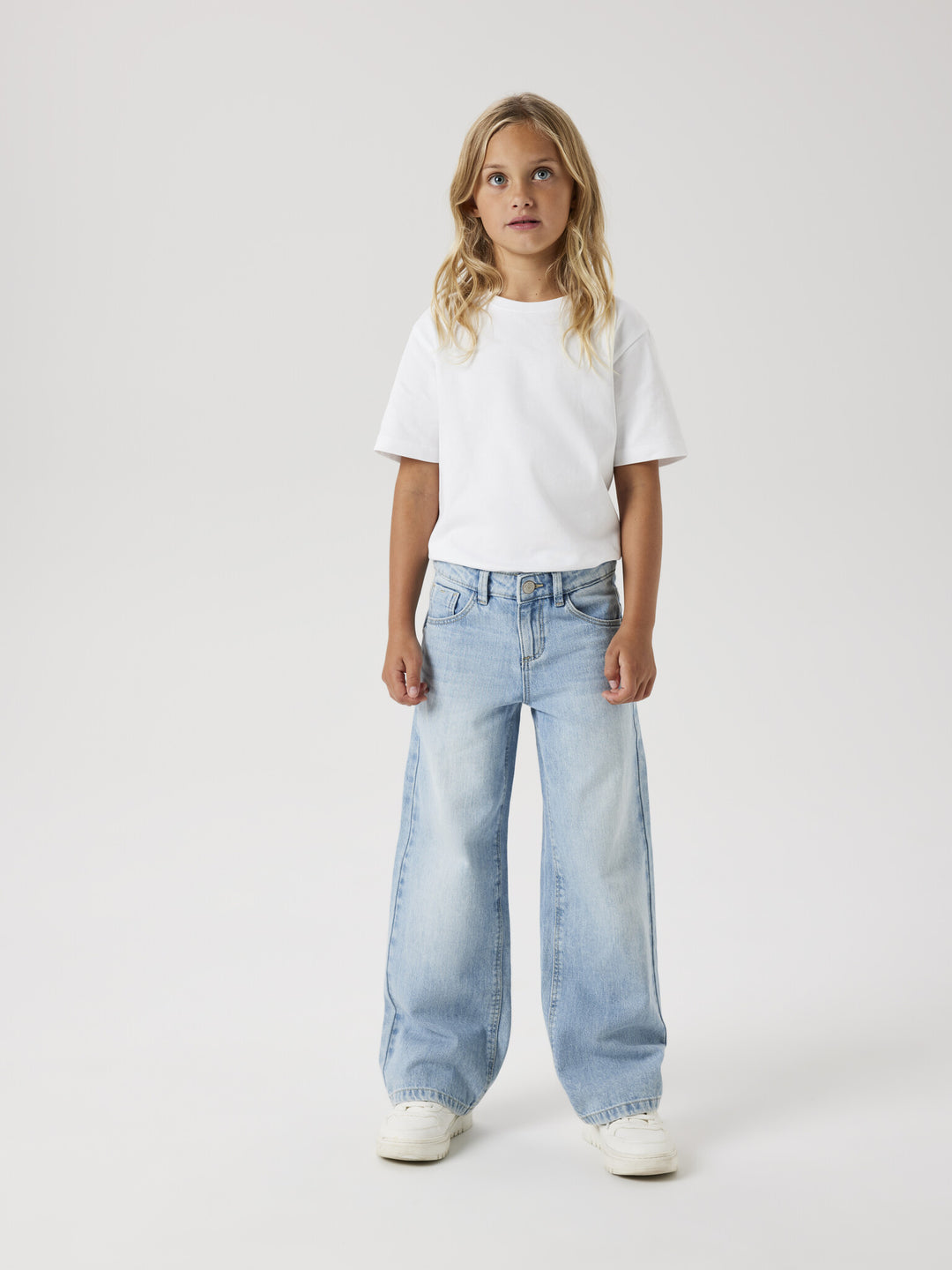 Kids spijkerbroek ROSE Light Blue Bleached Denim Wide Leg Fit