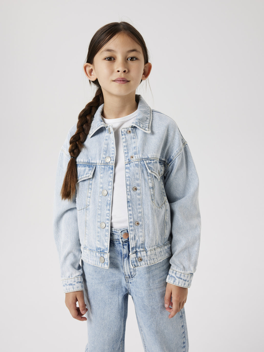 Kids spijkerjas MILA Light Blue Bleached Denim