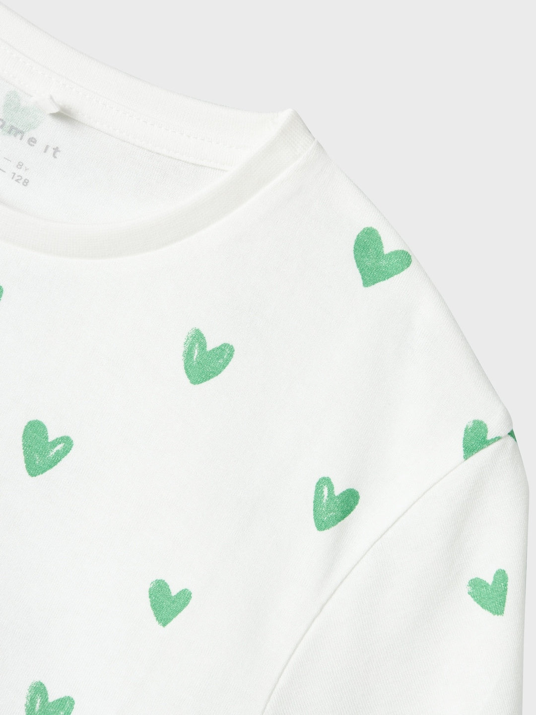 Kids T - shirt FARSO Bright White BRIGHT GREEN HEARTS Regular Fit