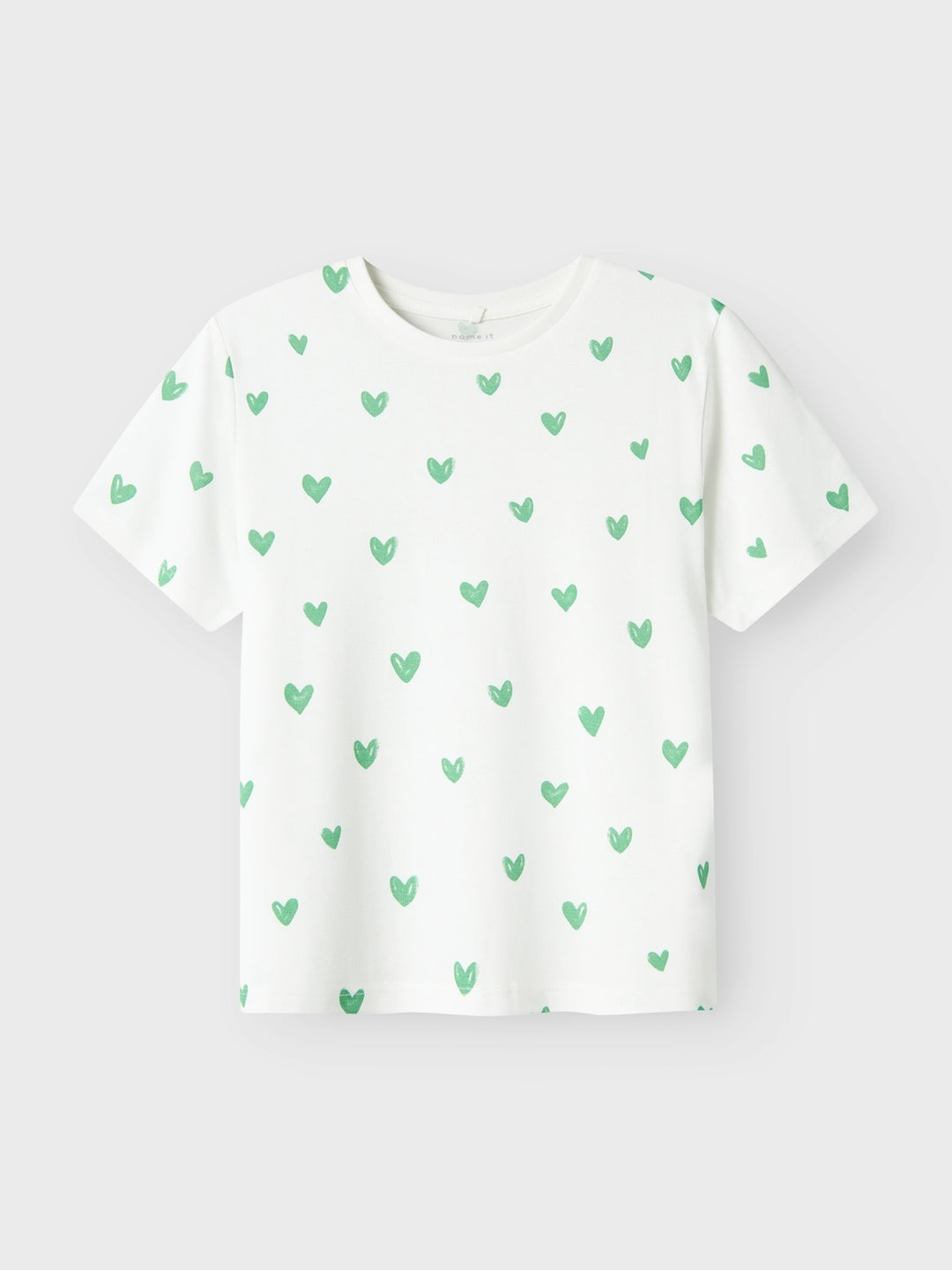 Kinder T-Shirt FARSO Bright White BRIGHT GREEN HEARTS Regular Fit