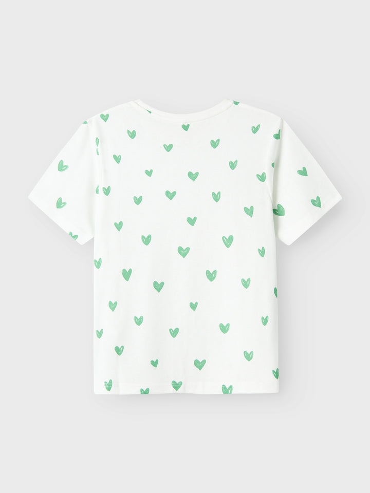Kids T - shirt FARSO Bright White BRIGHT GREEN HEARTS Regular Fit