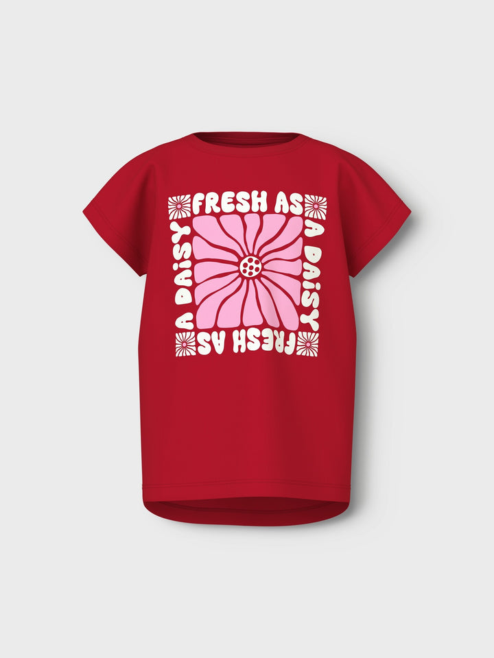 Kinder T-Shirt VIOLETT Chinesisch Rot Gänseblümchen Lockerer Schnitt