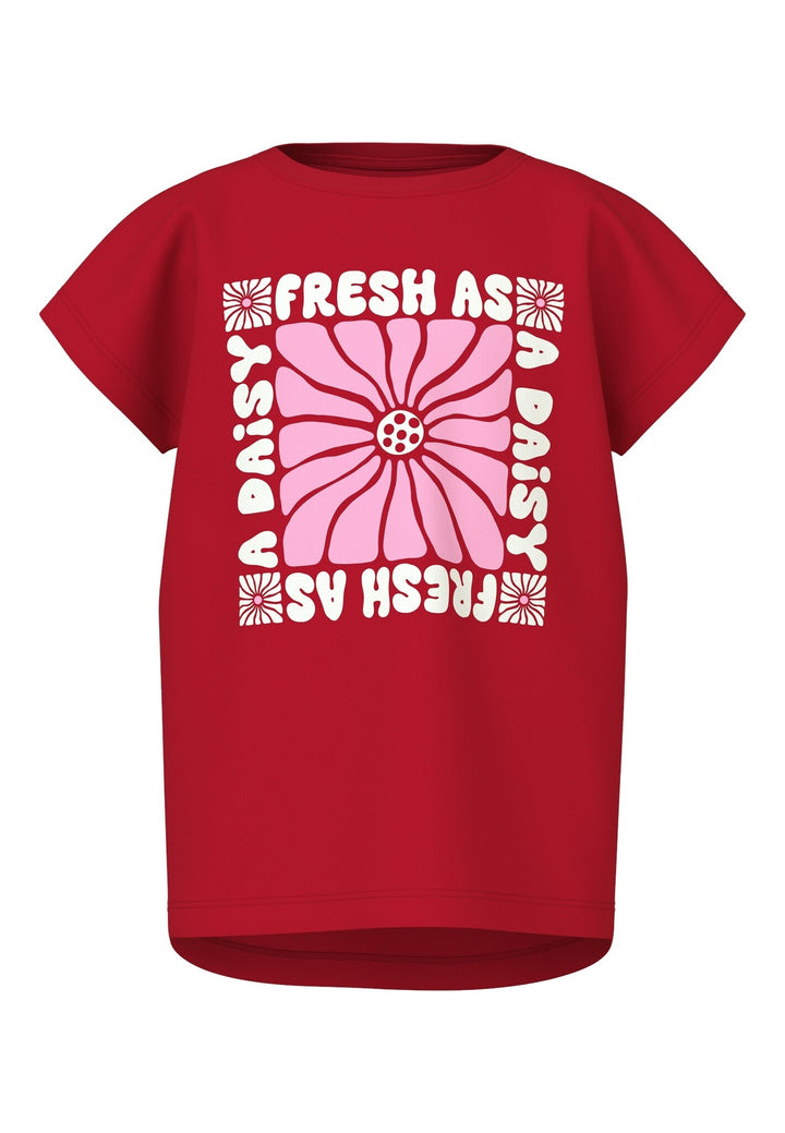 Kids T - shirt VIOLET Chinese Red Daisy Loose Fit