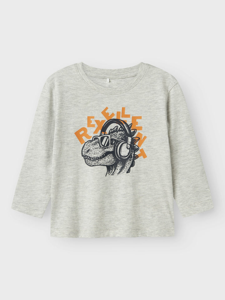 Mini Langarmshirt TRISTIANO Hellgrau Melange Regular Fit