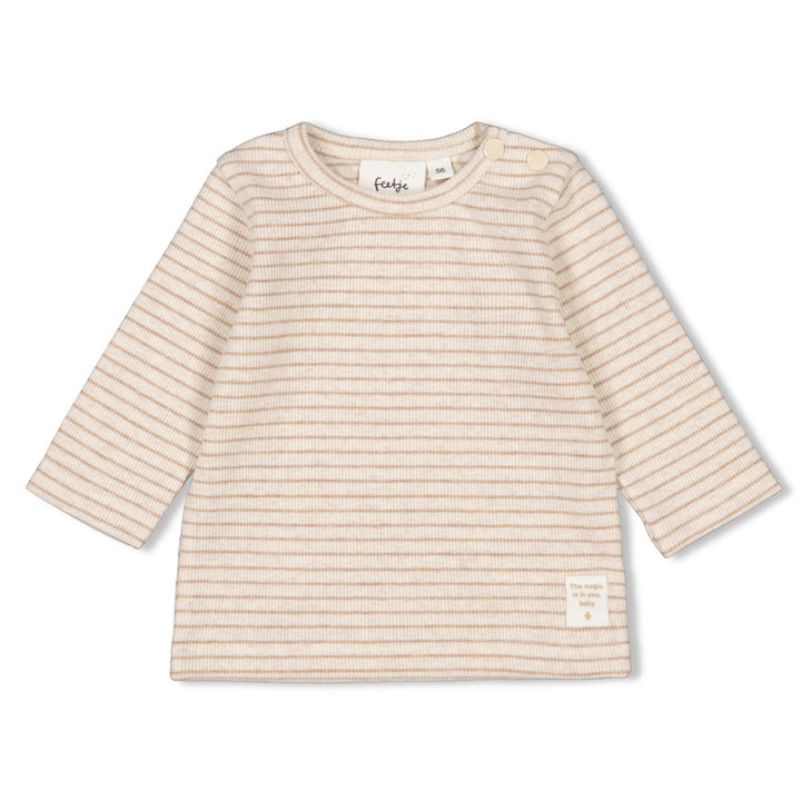 Longsleeve rib met streep Taupe melange - The Magic is in You