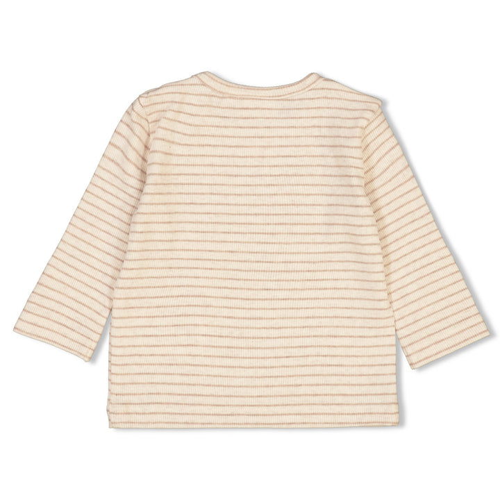 Longsleeve rib met streep Taupe melange - The Magic is in You