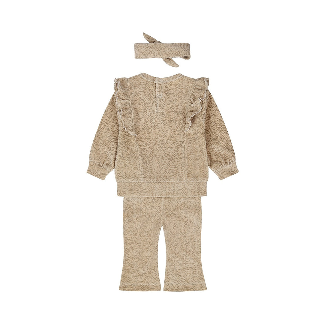 2 - Delig setje + haarband Beige grey - 02 Girls pretty fall