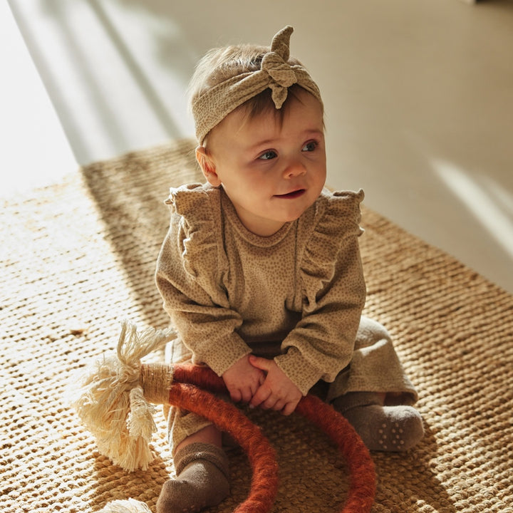 2 - Delig setje + haarband Beige grey - 02 Girls pretty fall