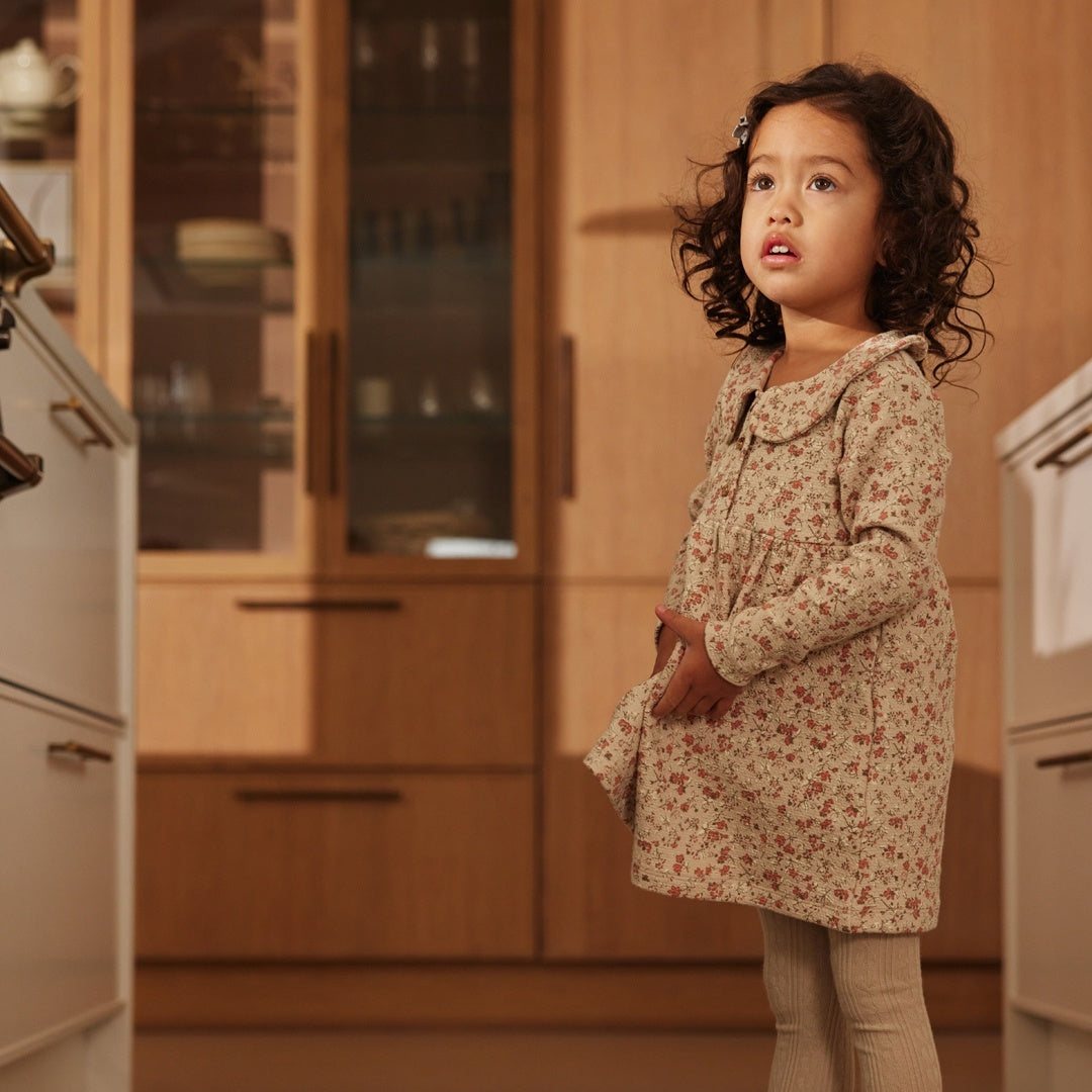 Jurk ls Beige grey - 03 Girls berry