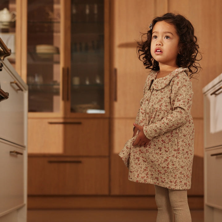 Jurk ls Beige grey - 03 Girls berry