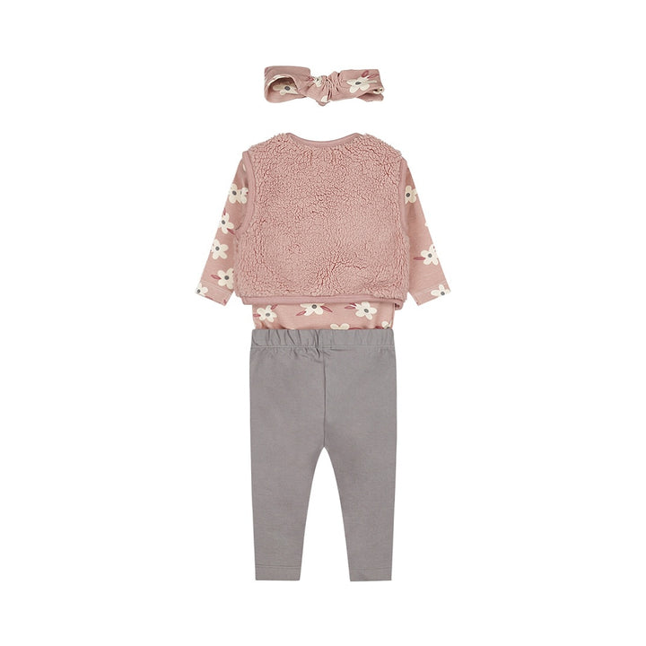 3 - Delig setje + haarband Light mauve - 04 Girls little flower