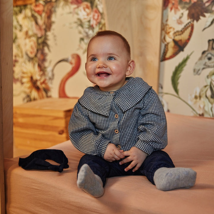 Broek loose fit + haarband Blue jeans - 04 Girls little flower