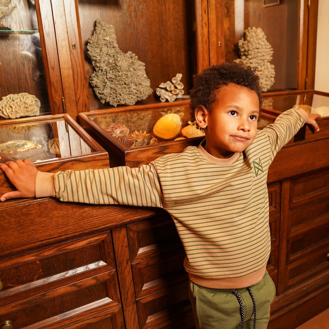 Trui dropped shoulder with crewneck Dark sand