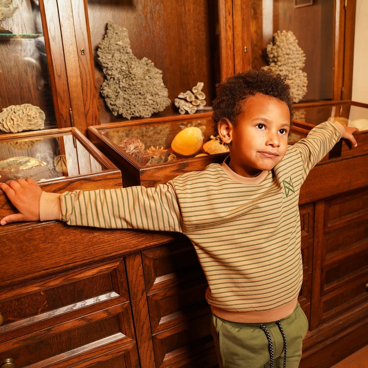 Trui dropped shoulder with crewneck Dark sand