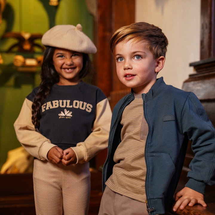 Vest with collar Steel blue