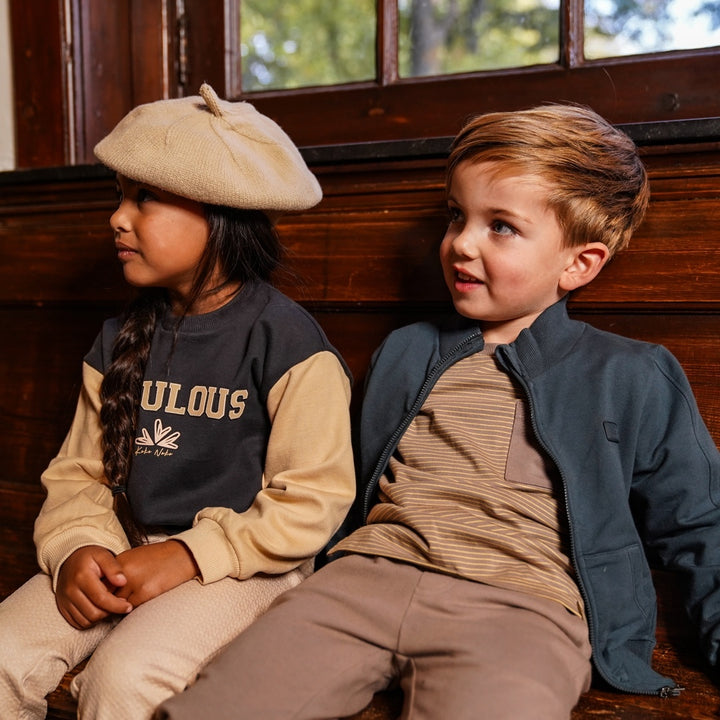 Vest with collar Steel blue