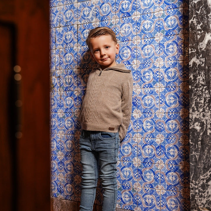 Pullover mit Kragen Taupe