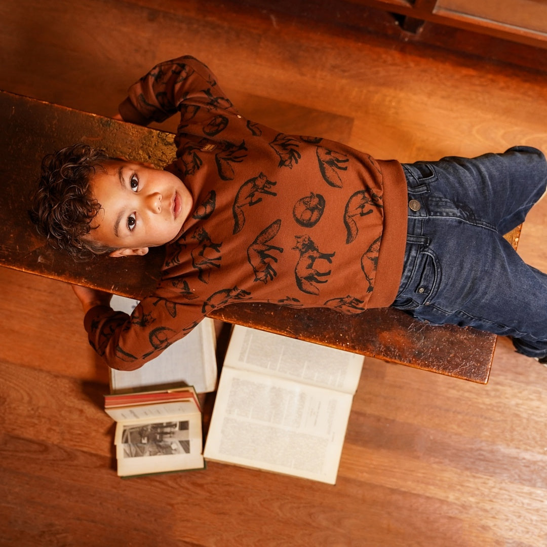 Trui dropped shoulder with crewneck Brown