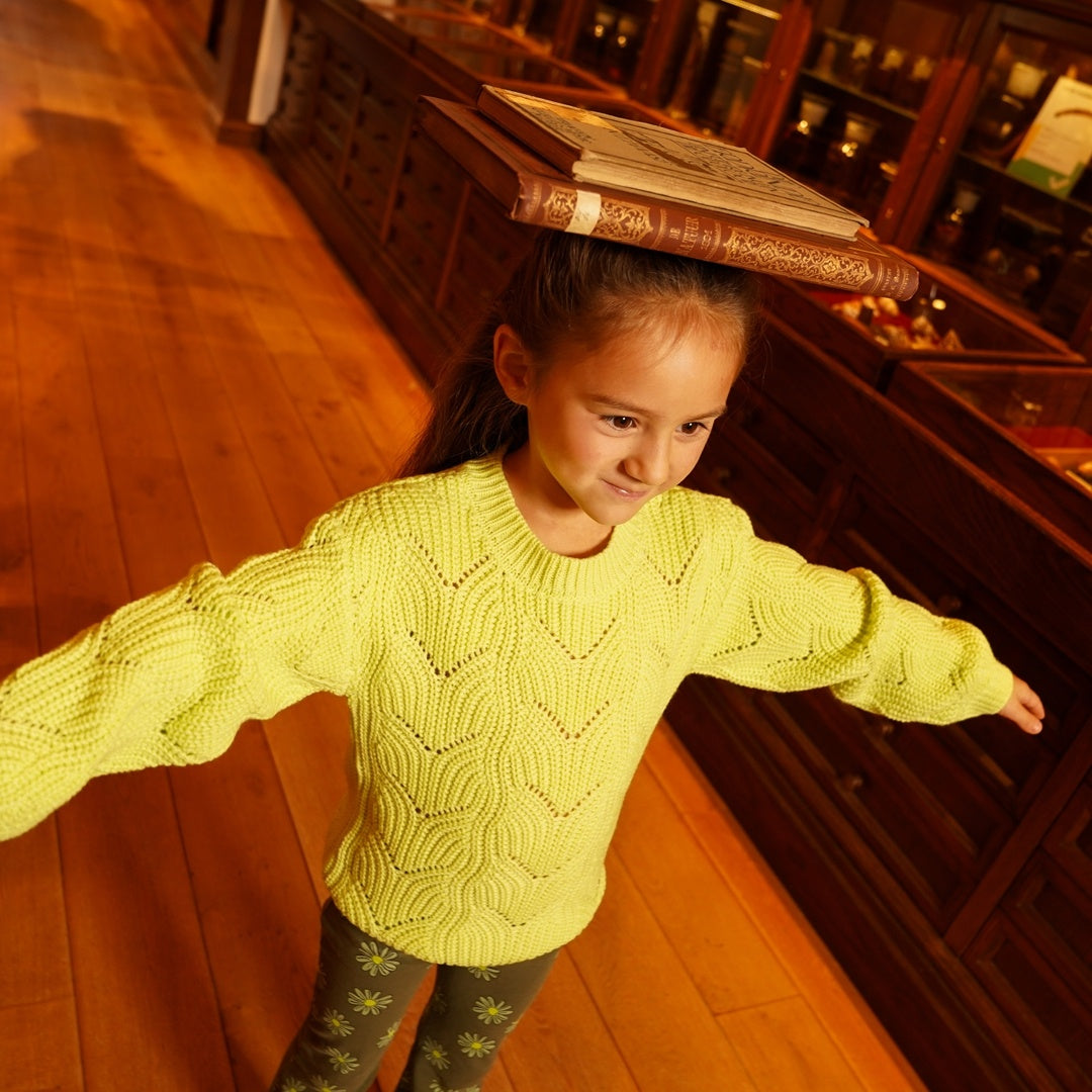 Pullover mit überschnittenen Schultern Limette