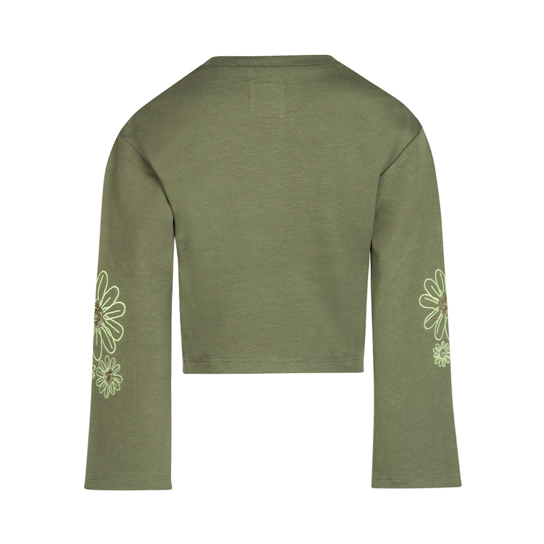 Trui dropped shoulder cropped Army green