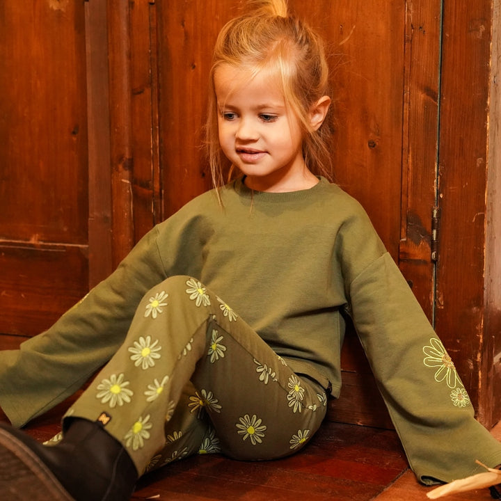 Trui dropped shoulder cropped Army green