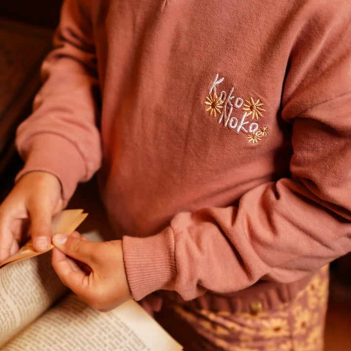 Trui dropped shoulder with hood Dark old pink