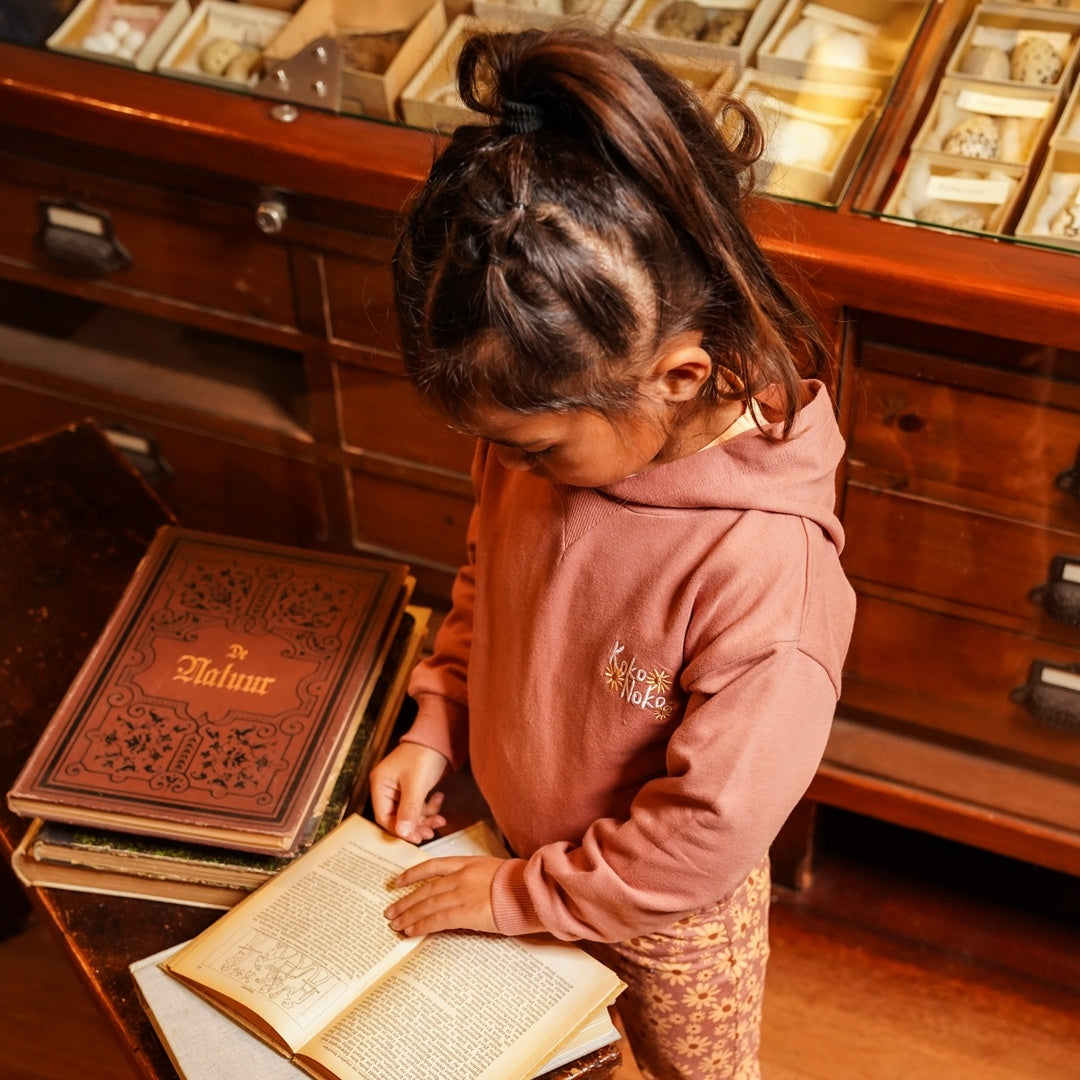 Trui dropped shoulder with hood Dark old pink