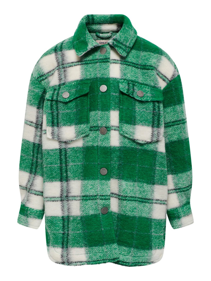 Kids winterjas NEWANDREA LONG SHACKET Green Bee Cloud Dancer/Black