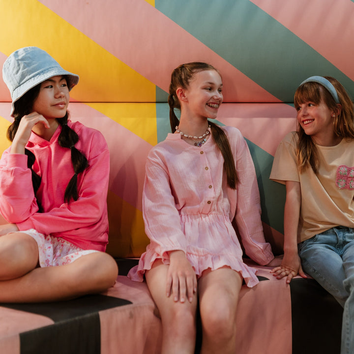 Trui with hood dropped shoulder Fuchsia - girls 3