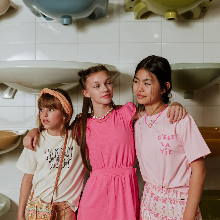 T - shirt dropped shoulder Light pink - girls 3