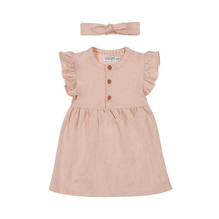 Jurk + haarband Light coral - 01 Girls sweet