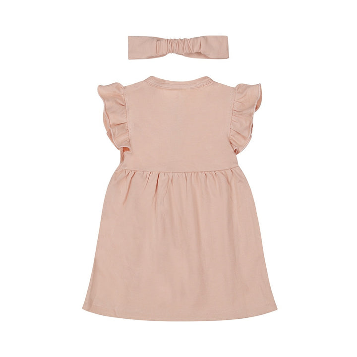 Jurk + haarband Light coral - 01 Girls sweet
