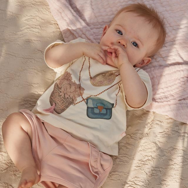 T-Shirt lockere Passform Off White - 01 Mädchen süß