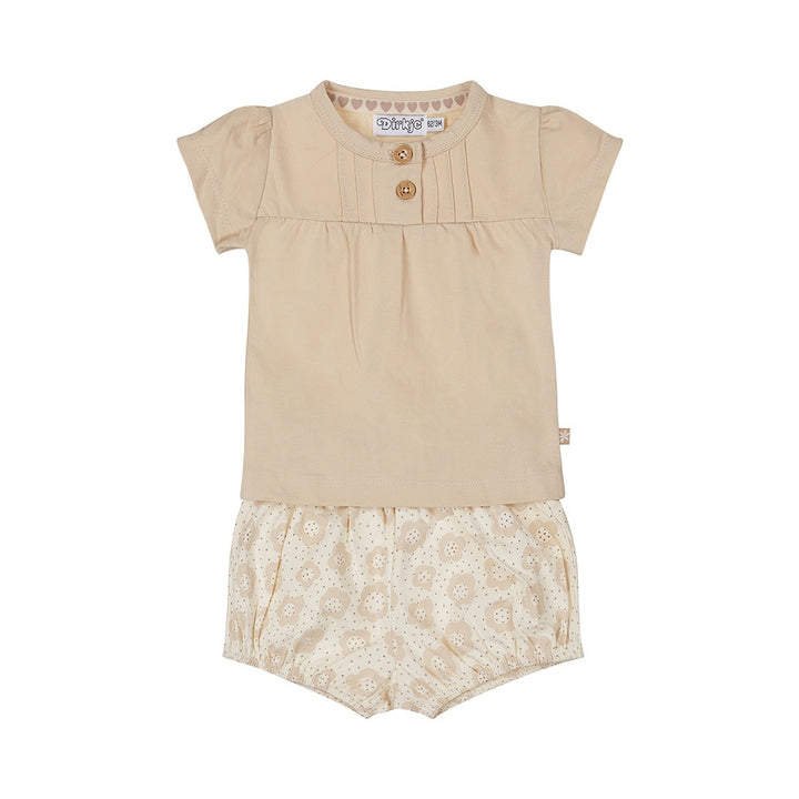 2 - Teiliges Set Beige - 03 Mädchen kleine Blumen