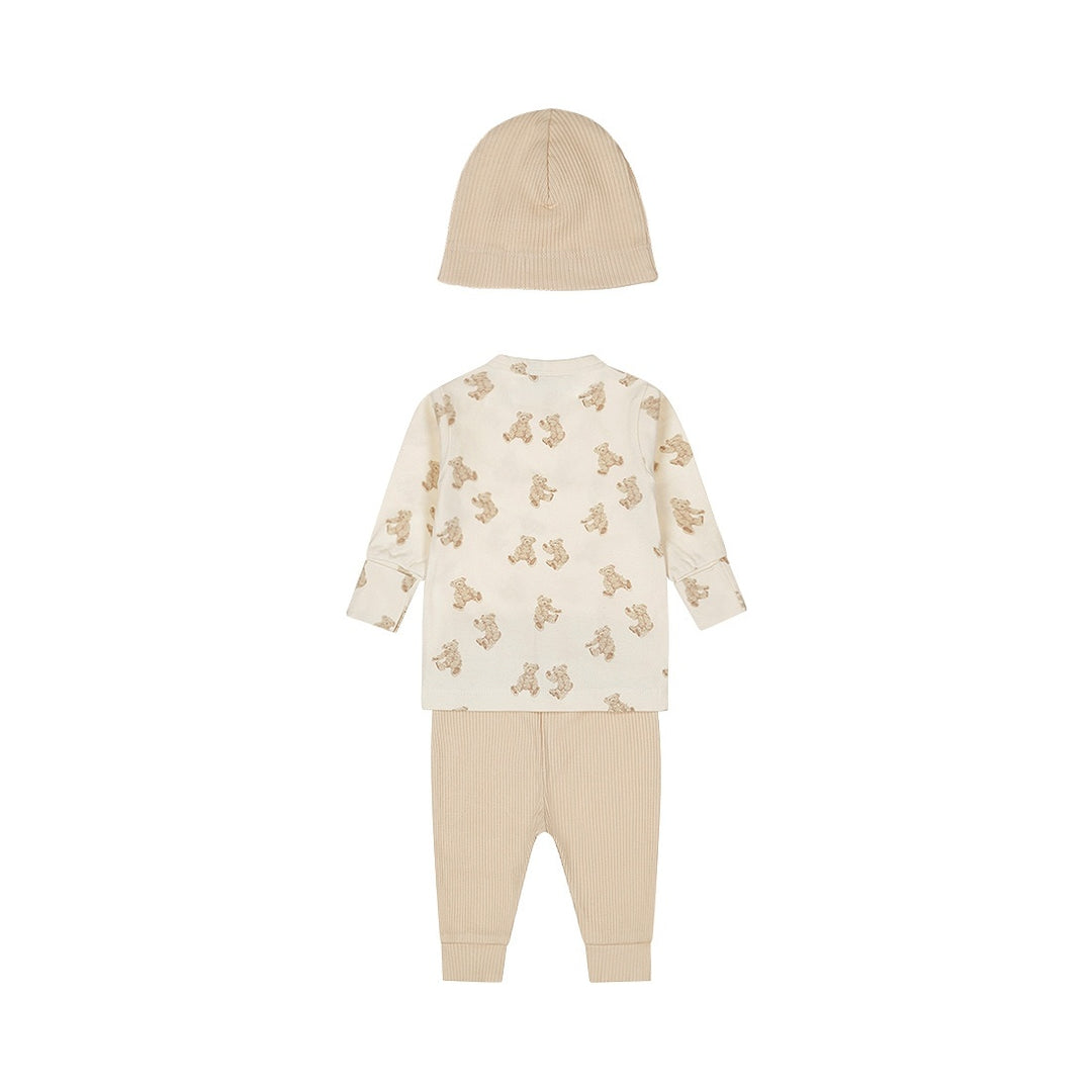 2 - Delig setje ls + muts Off white - 03 Girls little flowers