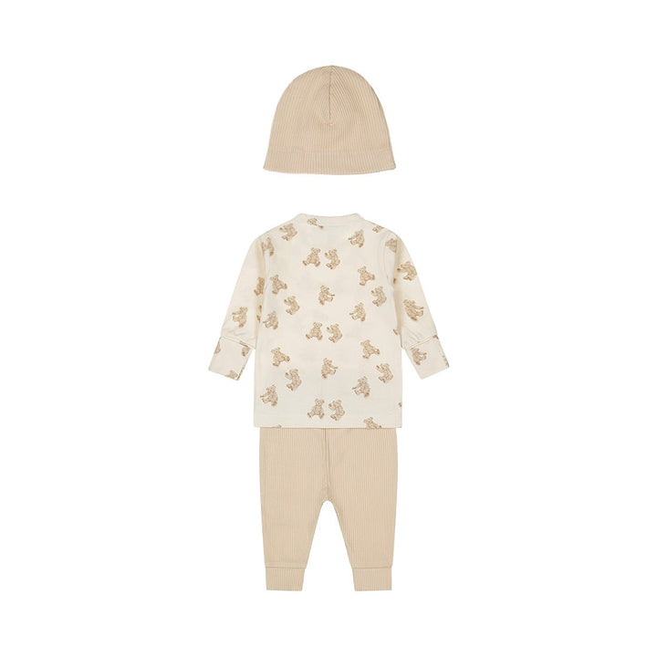 2 - Delig setje ls + muts Off white - 03 Girls little flowers