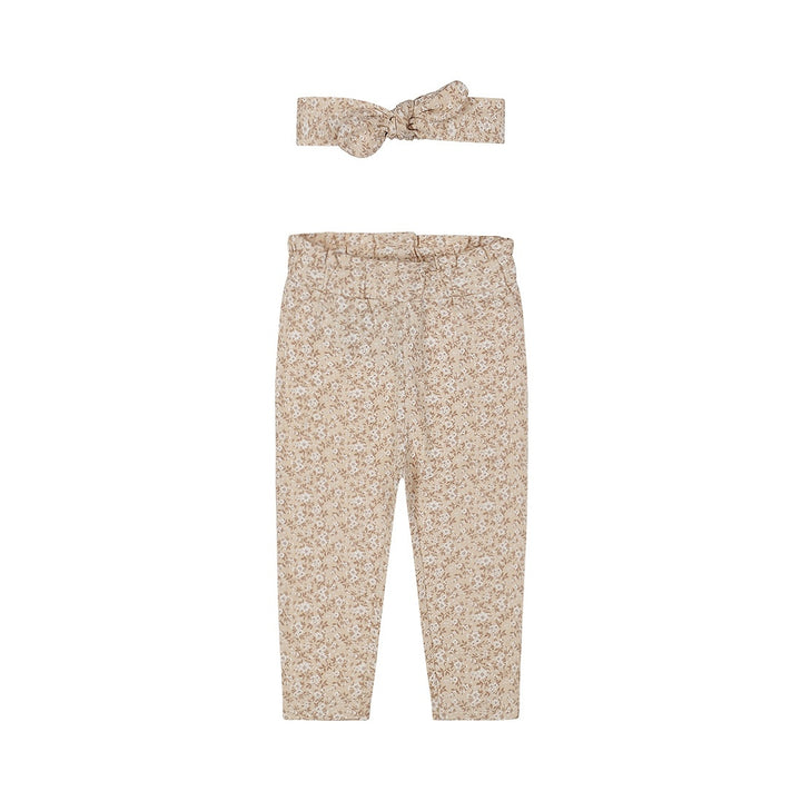 Hose + Haarband Beige - 03 Mädchen kleine Blumen