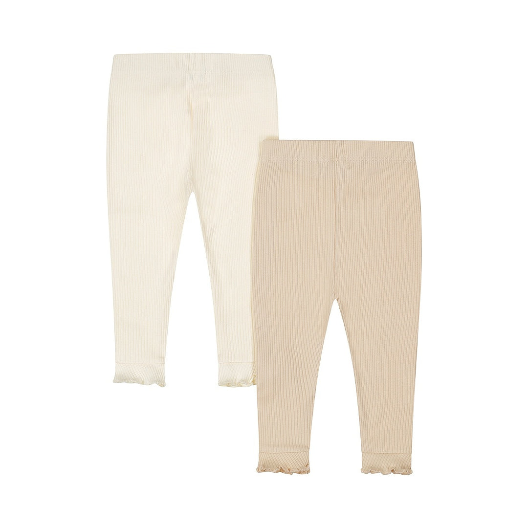 2 - Pack leggings Beige - 03 Girls little flowers