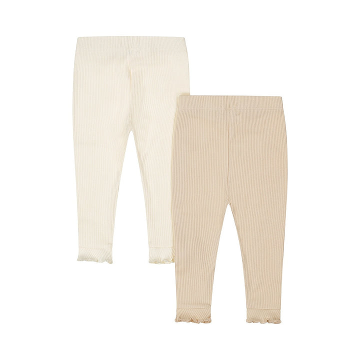 2 - Pack leggings Beige - 03 Girls little flowers