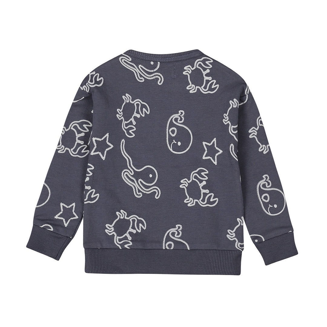 Pullover mit überschnittenen Schultern Navy - 03 Jungen Sonnenuntergang