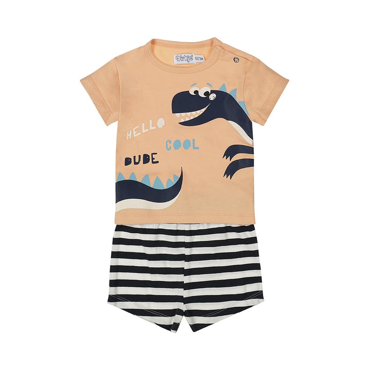 Pyjama shortama Bright orange - 04 Boys roar