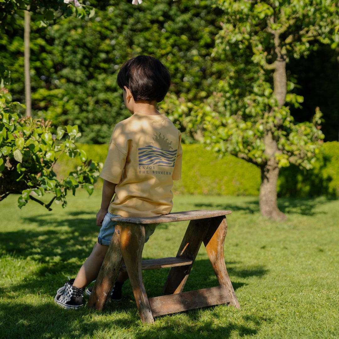 T-Shirt lockere Passform mit überschnittenen Schultern Gelb - Jungen 1