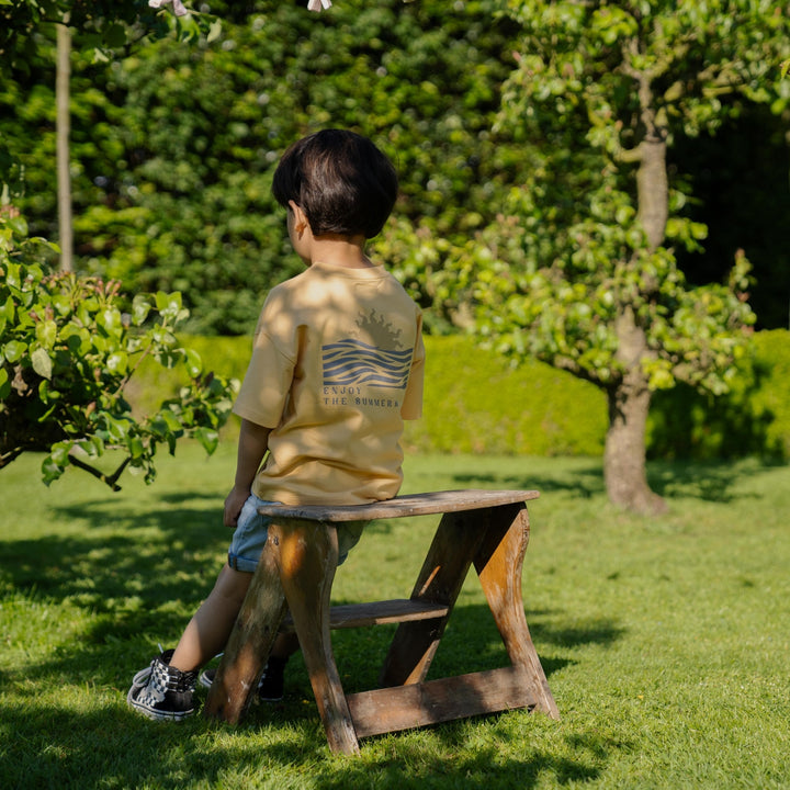 T-Shirt lockere Passform mit überschnittenen Schultern Gelb - Jungen 1