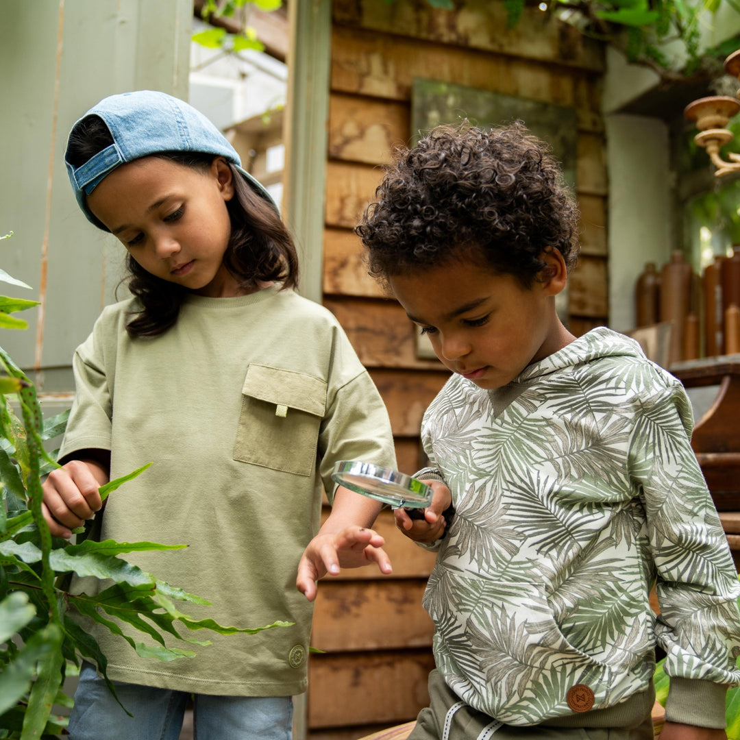 T-Shirt lockere Passform mit abgesenkter Schulter Hell verblasstes Grün - Jungen 2