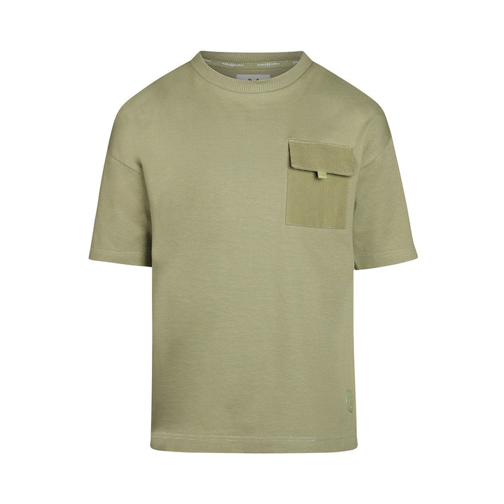 T-Shirt lockere Passform mit abgesenkter Schulter Hell verblasstes Grün - Jungen 2