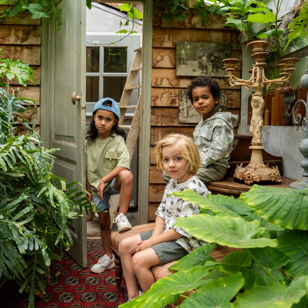 Jogging-Shorts Verwaschenes Grün - Jungen 2