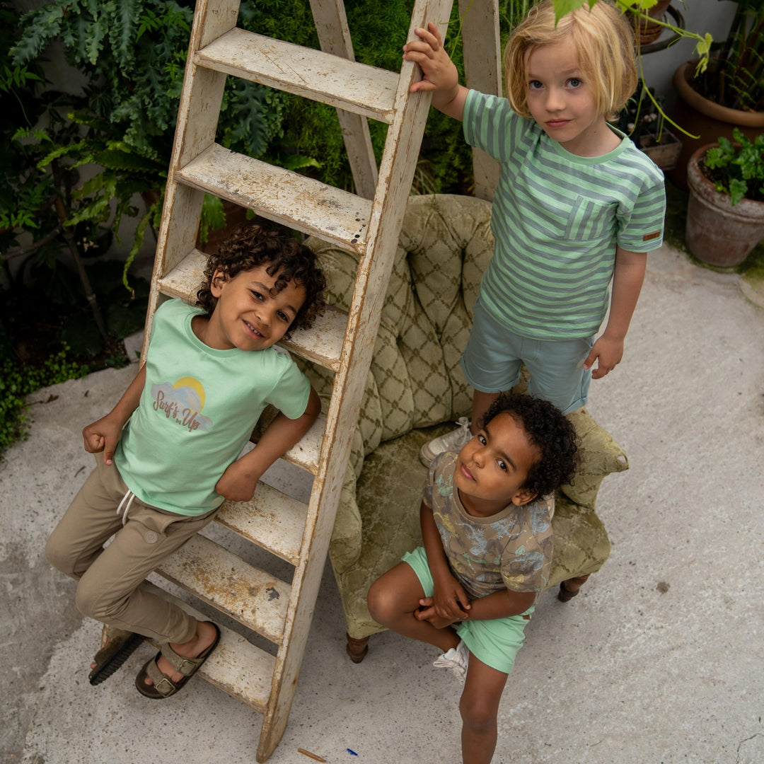 T-Shirt langer Rücken kurzarm Mint - Jungen 3