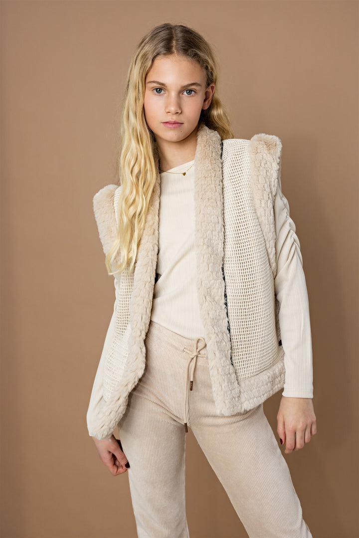Teens vest Kiddy Nettingte Pearled Ivory
