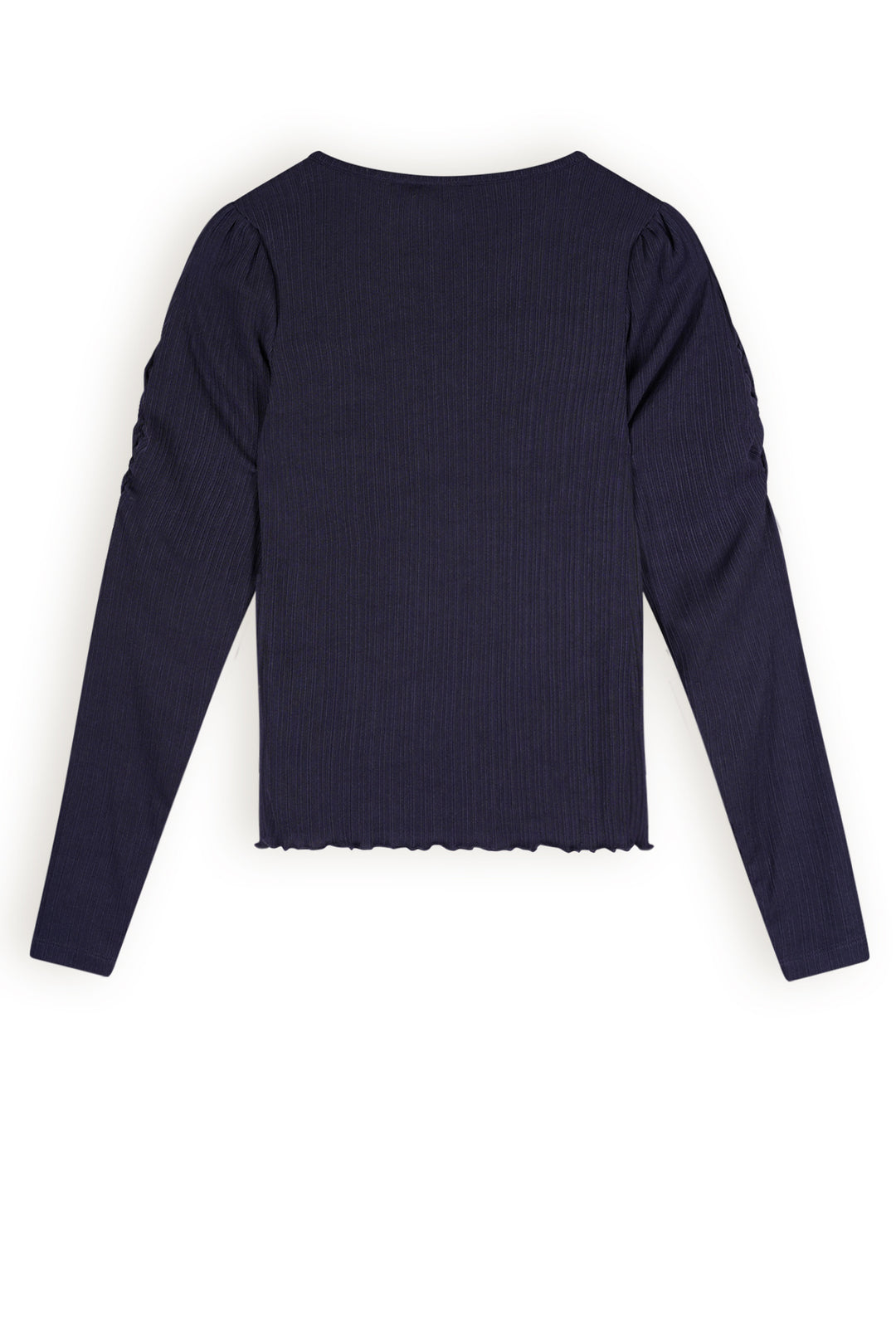 Teens Langarmshirt Kiss Feines Ripp mit gerafften Ärmeln Grau Navy